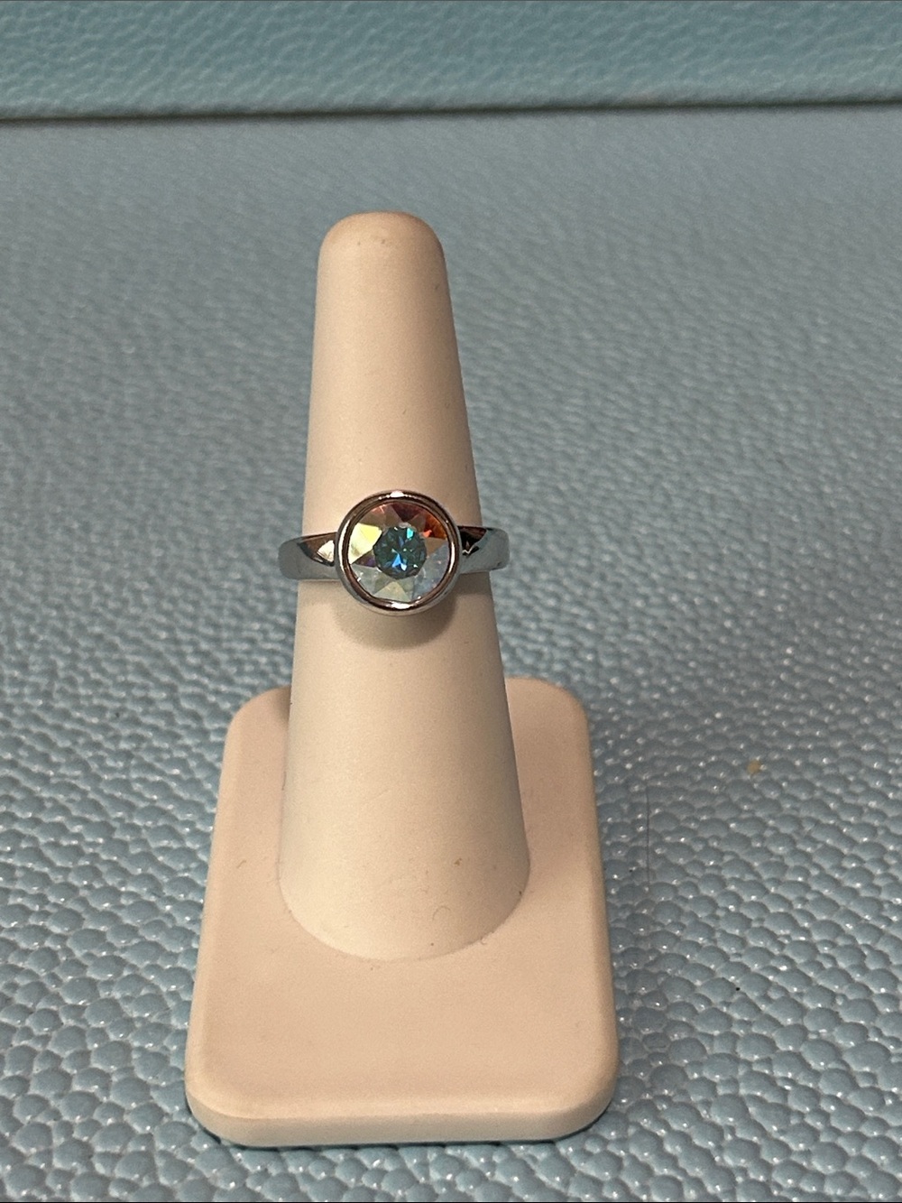 Touchstone Crystal by Swarovski Bliss Ring Crystal Aurora Boreale Size 6